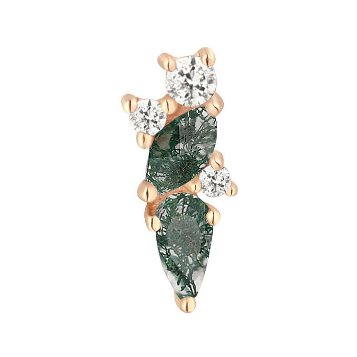 threadless: "Visionary" End in Gold with Moss Agate & White Topaz