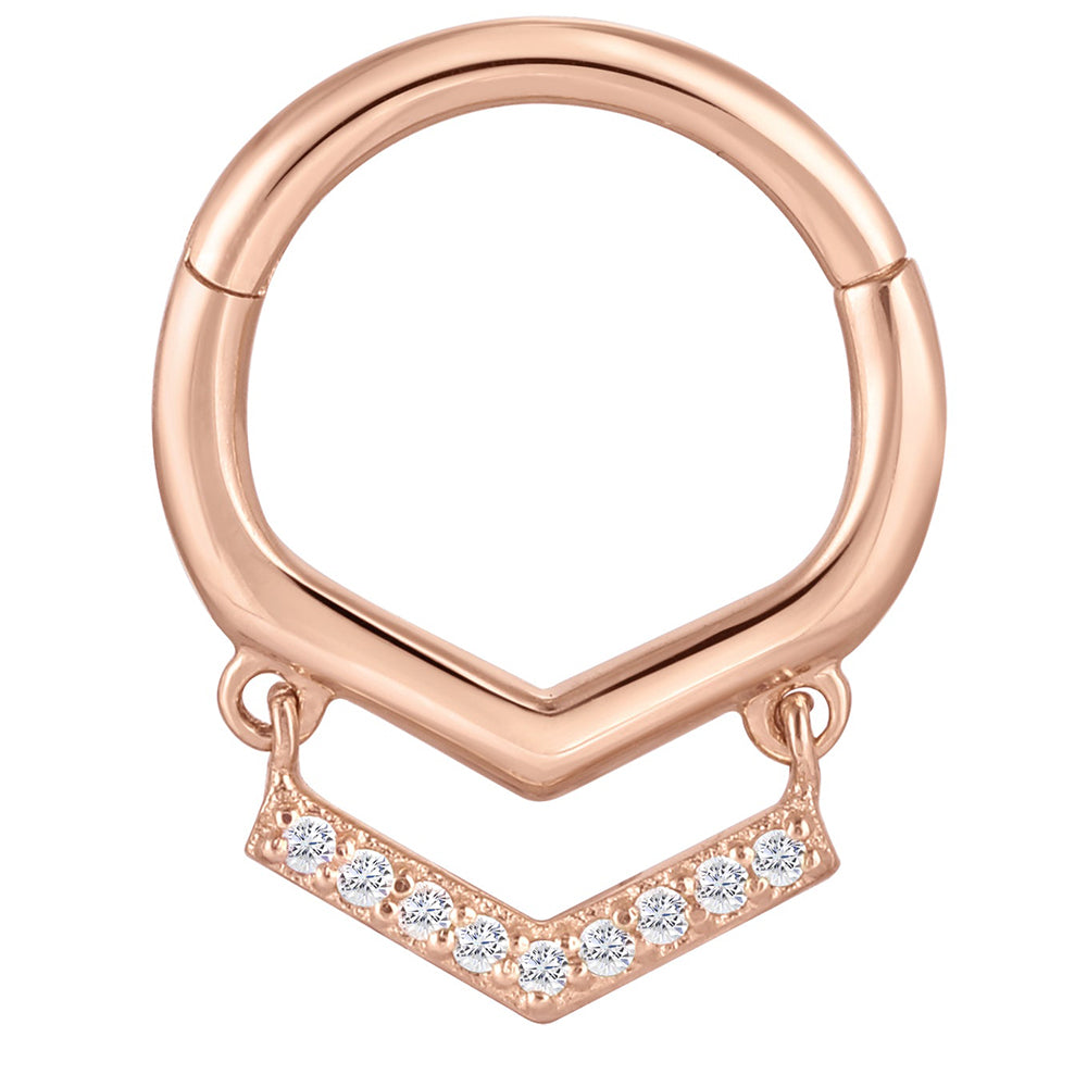 "Ain't No Disco" Hinge Ring / Clicker in Gold with CZ's