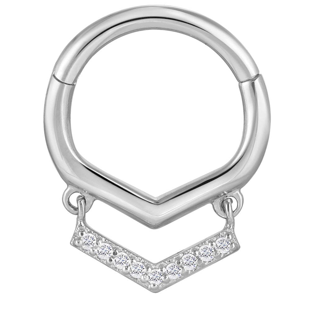 "Ain't No Disco" Hinge Ring / Clicker in Gold with CZ's