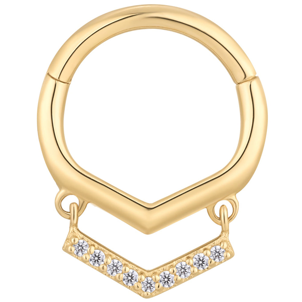 "Ain't No Disco" Hinge Ring / Clicker in Gold with CZ's