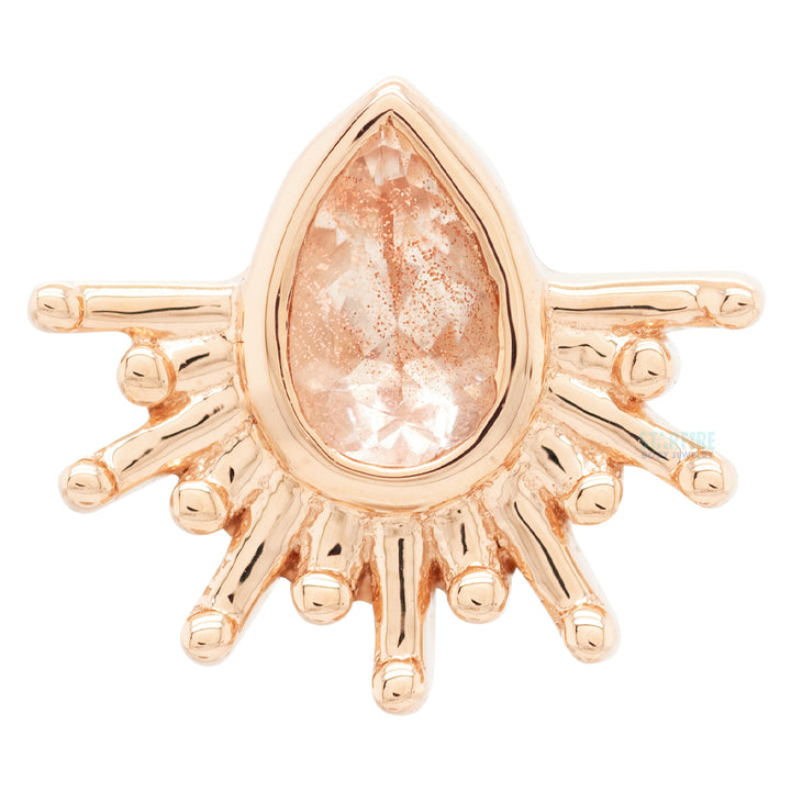 "Borderline" Threaded End in Gold & Platinum with Oregon Sunstone