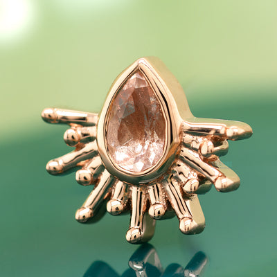 "Borderline" Threaded End in Gold with Oregon Sunstone