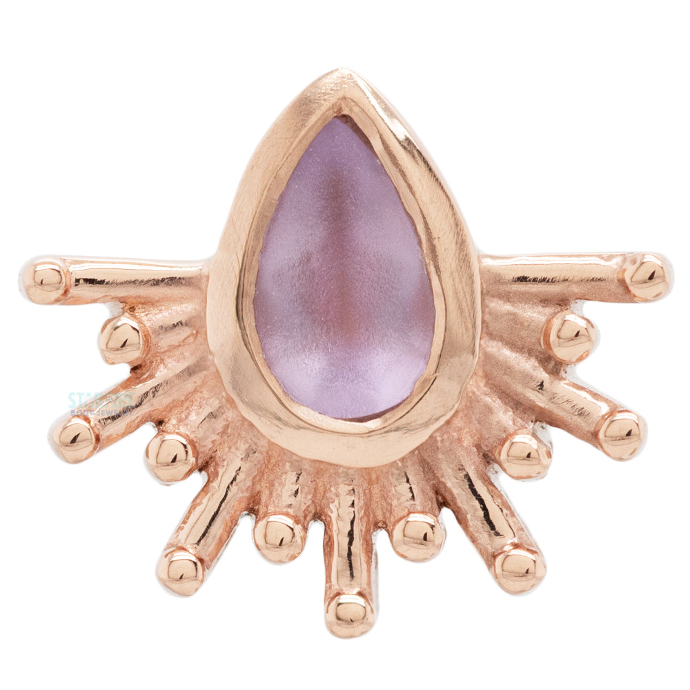"Borderline" Threaded End in Gold & Platinum with Sandblasted Light Amethyst
