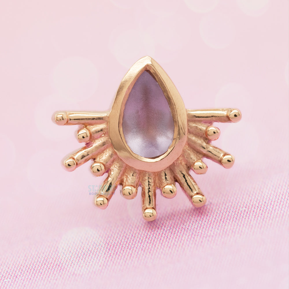 "Borderline" Threaded End in Gold & Platinum with Sandblasted Light Amethyst