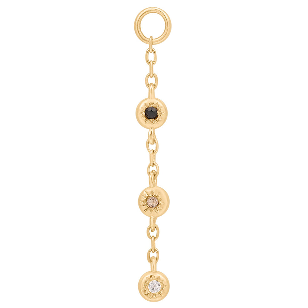 "Dig It" Charm in Gold with Smoky Quartz, Black Spinel & CZ