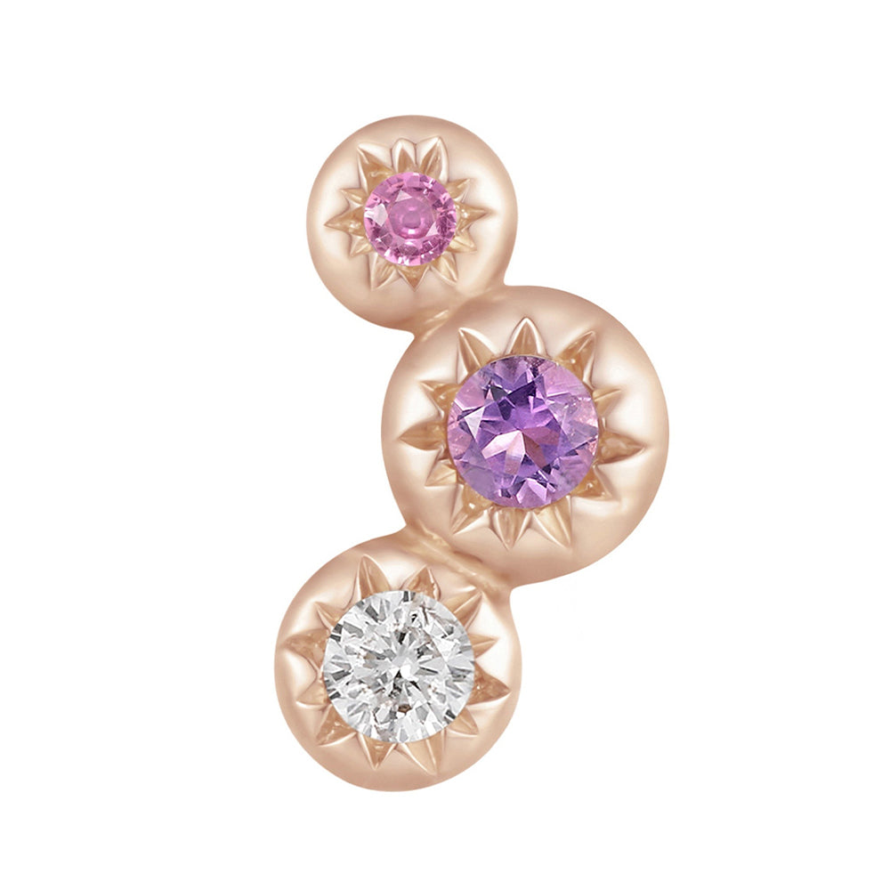 threadless: "Dig It" End in Gold with Amethyst, Pink Sapphire & White Topaz
