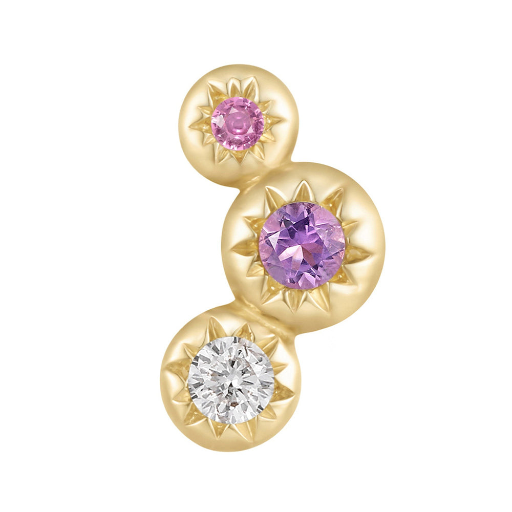 threadless: "Dig It" End in Gold with Amethyst, Pink Sapphire & White Topaz