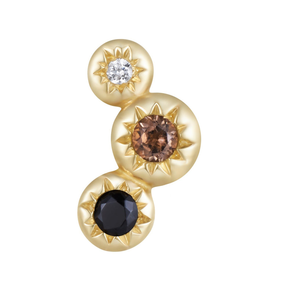 threadless: "Dig It" End in Gold with Smoky Quartz, Black Spinel & White Topaz