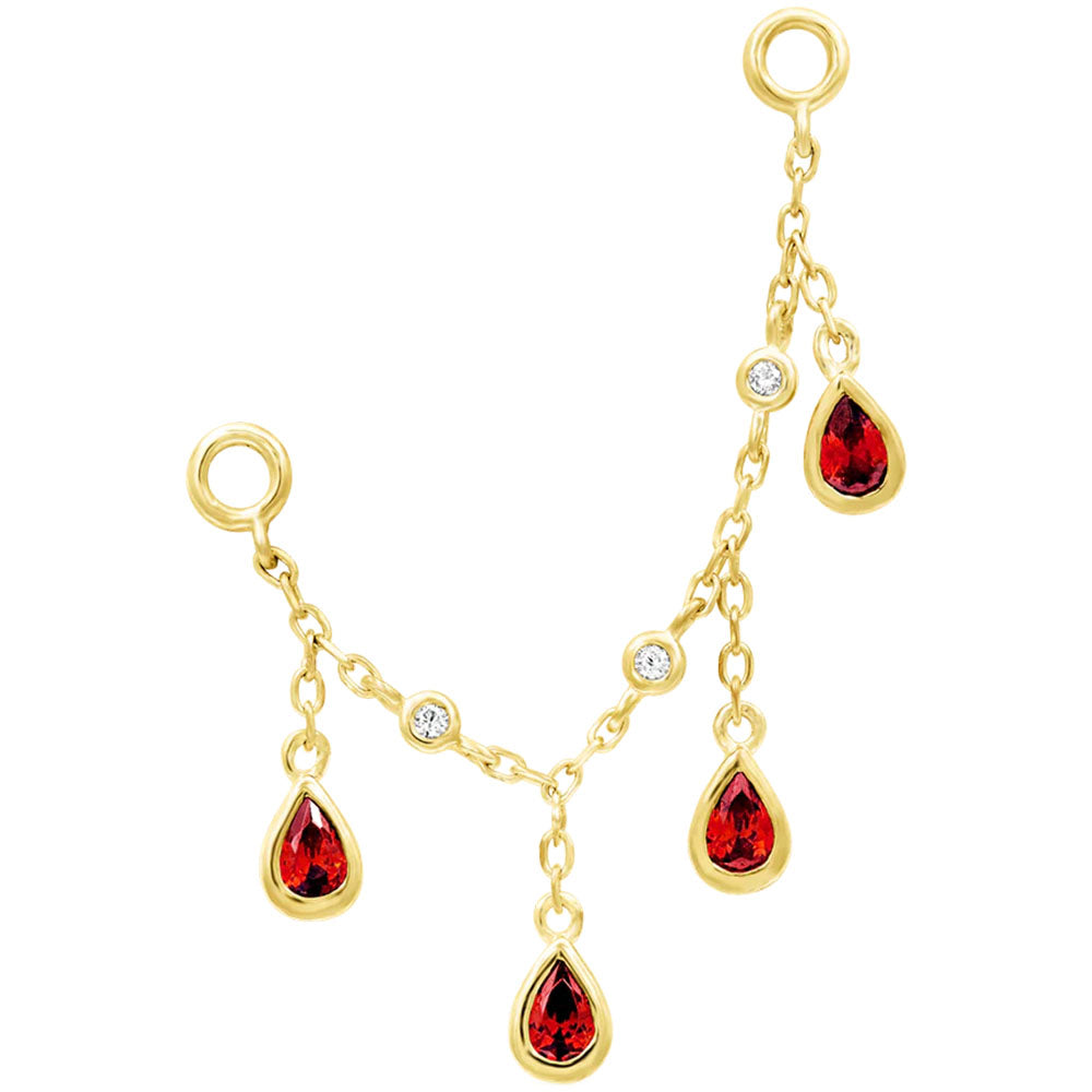 "Karro" Chain Attachment in Gold with Garnet & CZ's