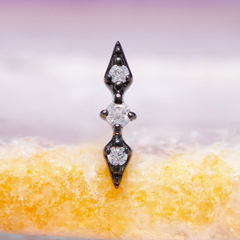 threadless: "Worthy" End in Black Rhodium - Gold with White CZ's