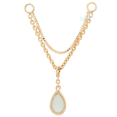 “Amihan" Droplet Chain Attachment in Gold with Aqua Chalcedony