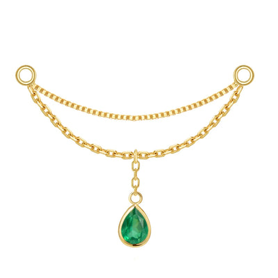 “Amihan" Droplet Chain Attachment in Gold with Green Chalcedony