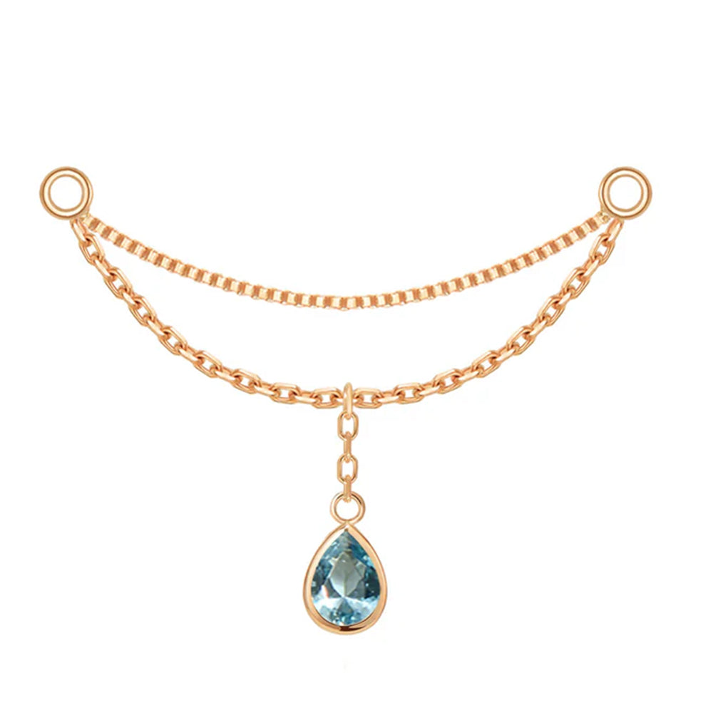 “Amihan" Droplet Chain Attachment in Gold with London Blue Topaz