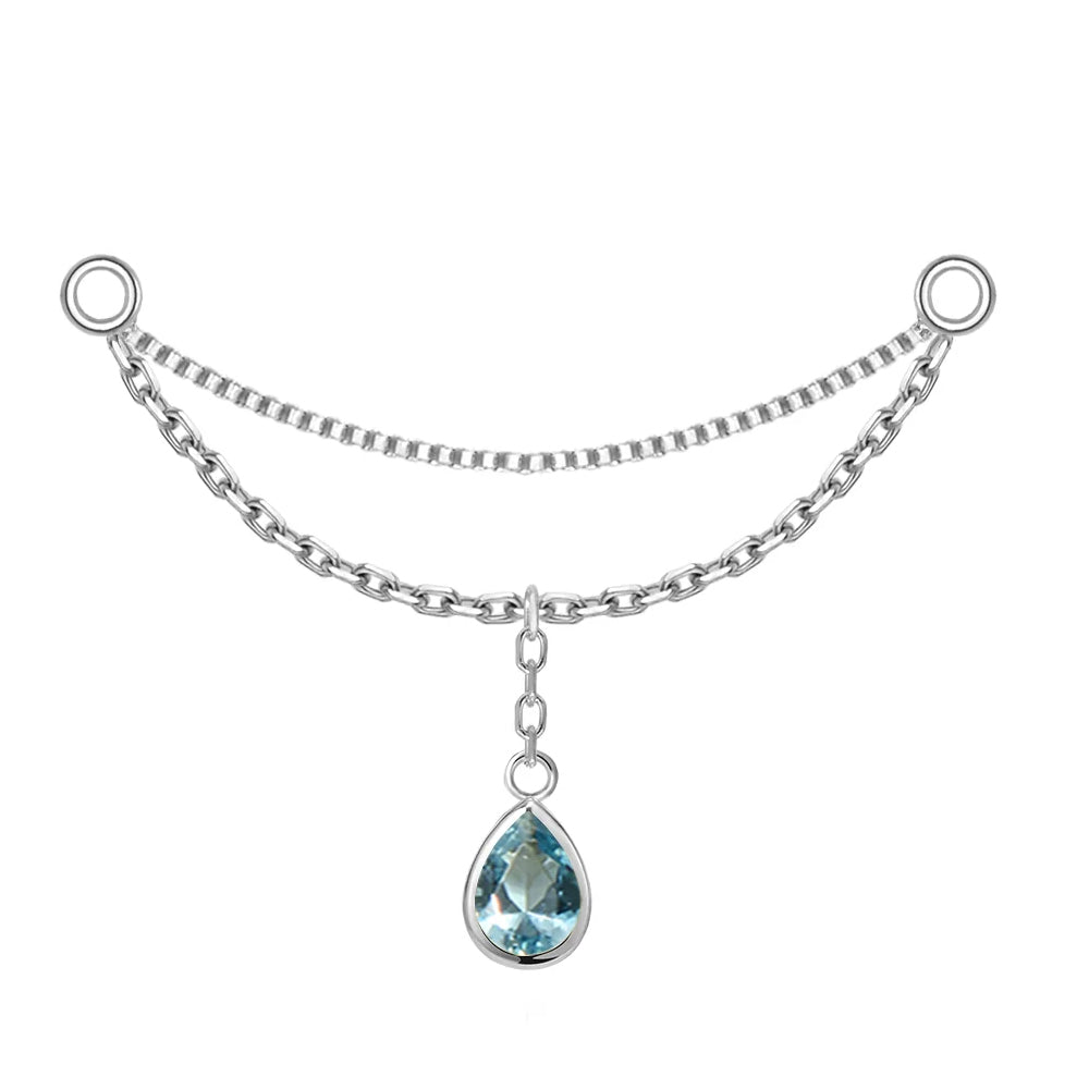 “Amihan" Droplet Chain Attachment in Gold with London Blue Topaz