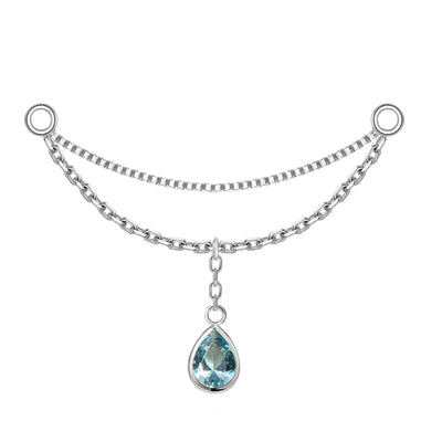 “Amihan" Droplet Chain Attachment in Gold with London Blue Topaz