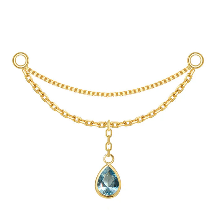 “Amihan" Droplet Chain Attachment in Gold with London Blue Topaz