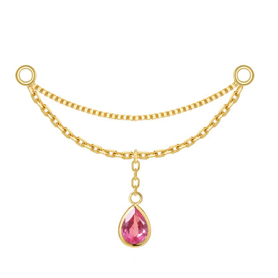 “Amihan" Droplet Chain Attachment in Gold with Pink Sapphire