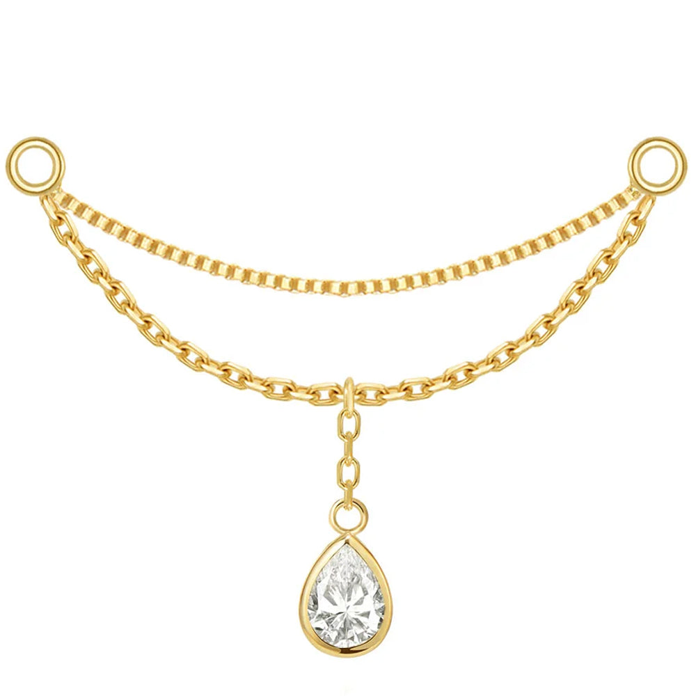 “Amihan" Droplet Chain Attachment in Gold with Diamond
