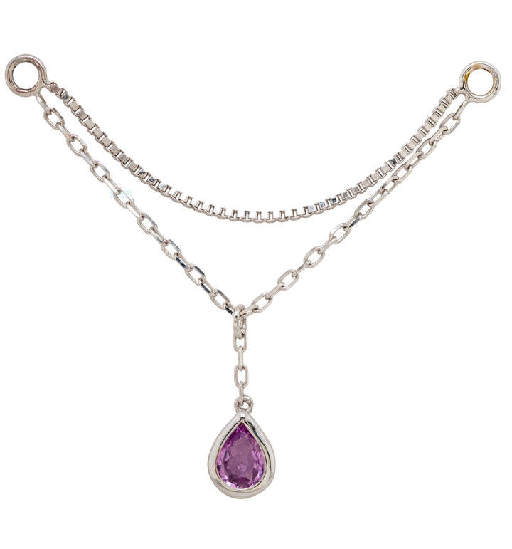 “Amihan" Droplet Chain Attachment in Gold with Pink Sapphire
