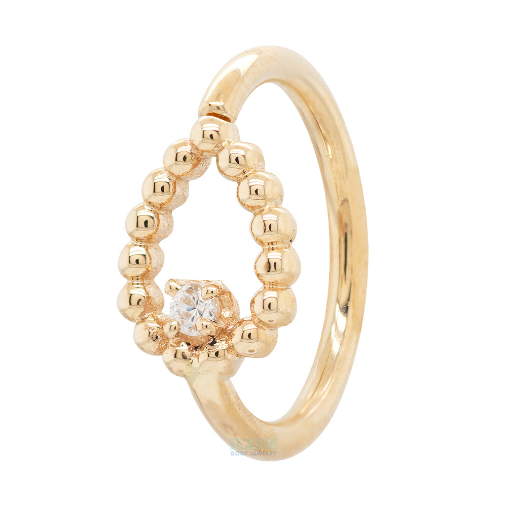 "Sophie Tear" Seam Ring in Gold with White CZ