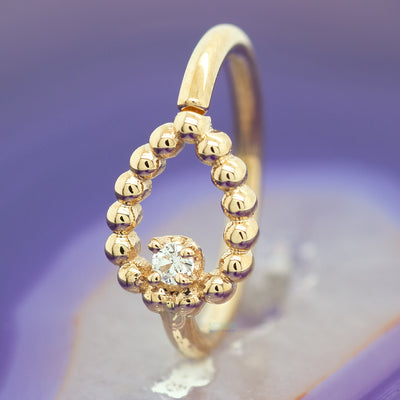 "Sophie Tear" Seam Ring in Gold with White CZ