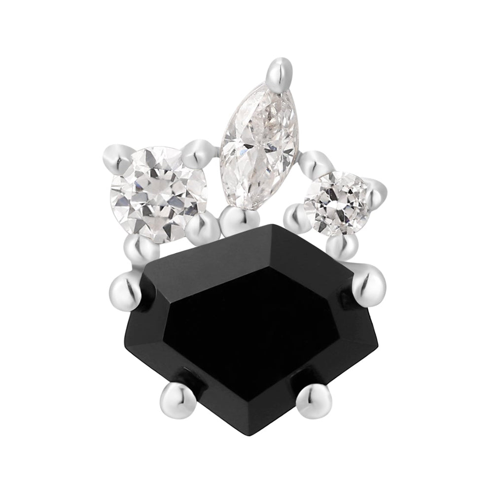 threadless: "Darque" End in Gold with Black Agate & White CZ's
