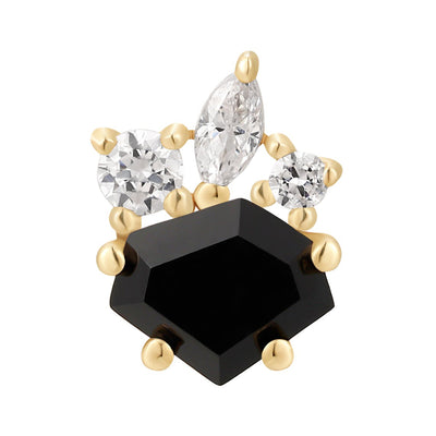 threadless: "Darque" End in Gold with Black Agate & White CZ's