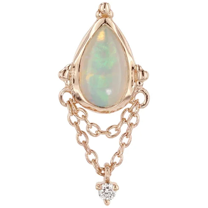 threadless: "Moondance" End with Chains in Gold with Opal and Diamond