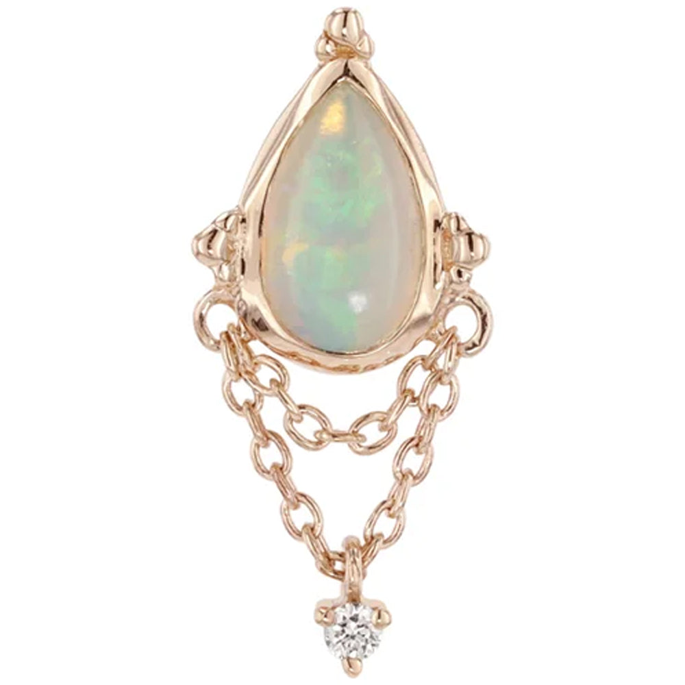 threadless: "Moondance" End with Chains in Gold with Opal and Diamond