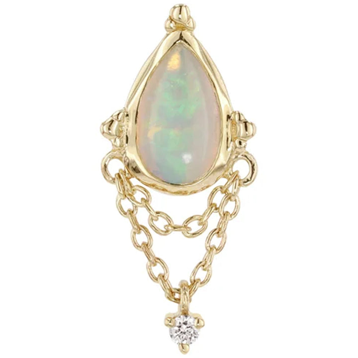threadless: "Moondance" End with Chains in Gold with Opal and Diamond
