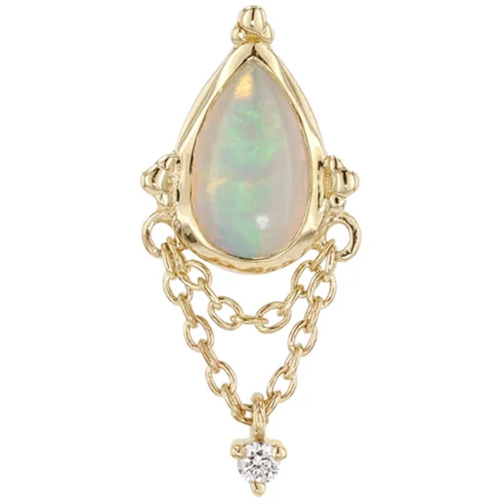 threadless: "Moondance" End with Chains in Gold with Opal and Diamond