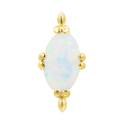 threadless: "Xara" End in Gold with Oval Opal Cabochon