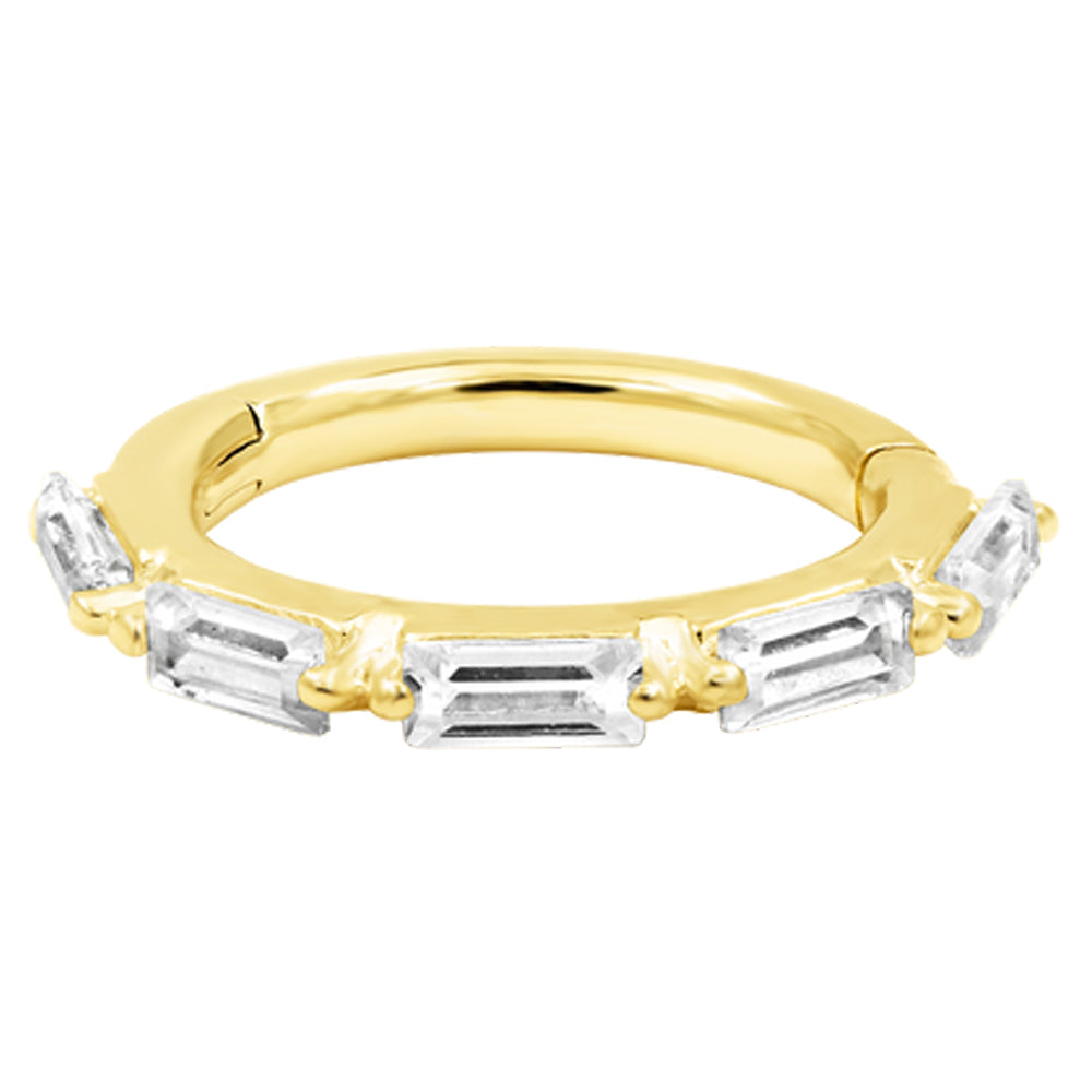 "Annie" Hinge Ring / Clicker in Gold with White CZ's