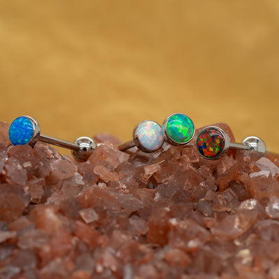 Opal Cabochon with ball bottom Tongue Barbell