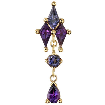 "Howl" Threaded End in Gold with Amethyst & Iolite