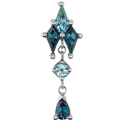 "Howl" Threaded End in Gold with London Blue Topaz' & Swiss Blue Topaz'