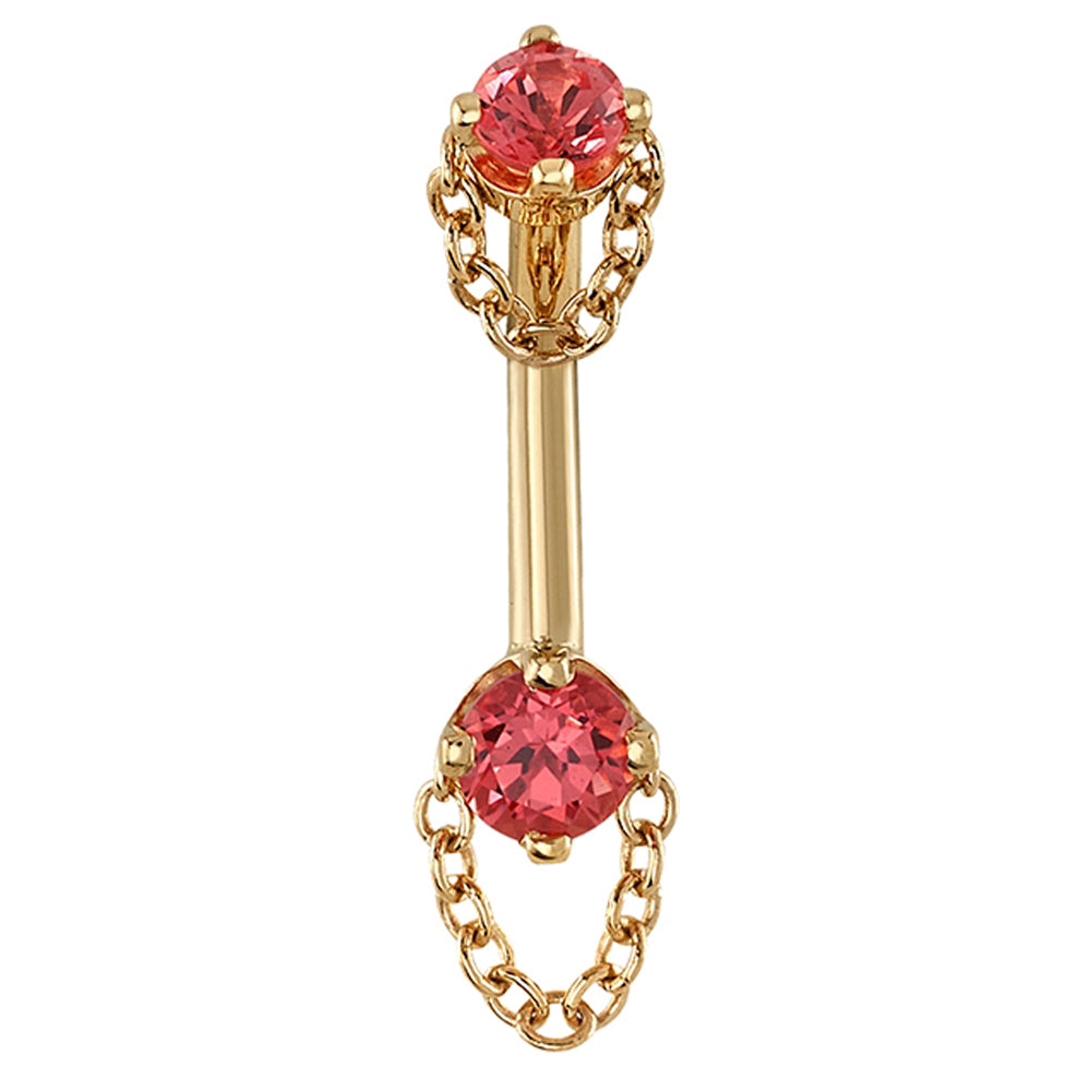 "Rianna" Curved Barbell in Gold with Padparadscha Sapphire