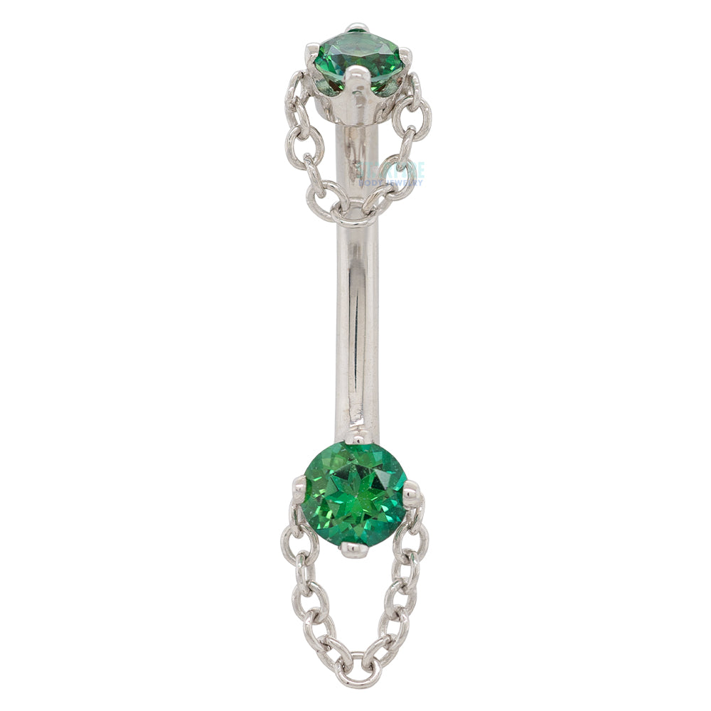 "Rianna" Curved Barbell in Gold with Rainforest Topaz