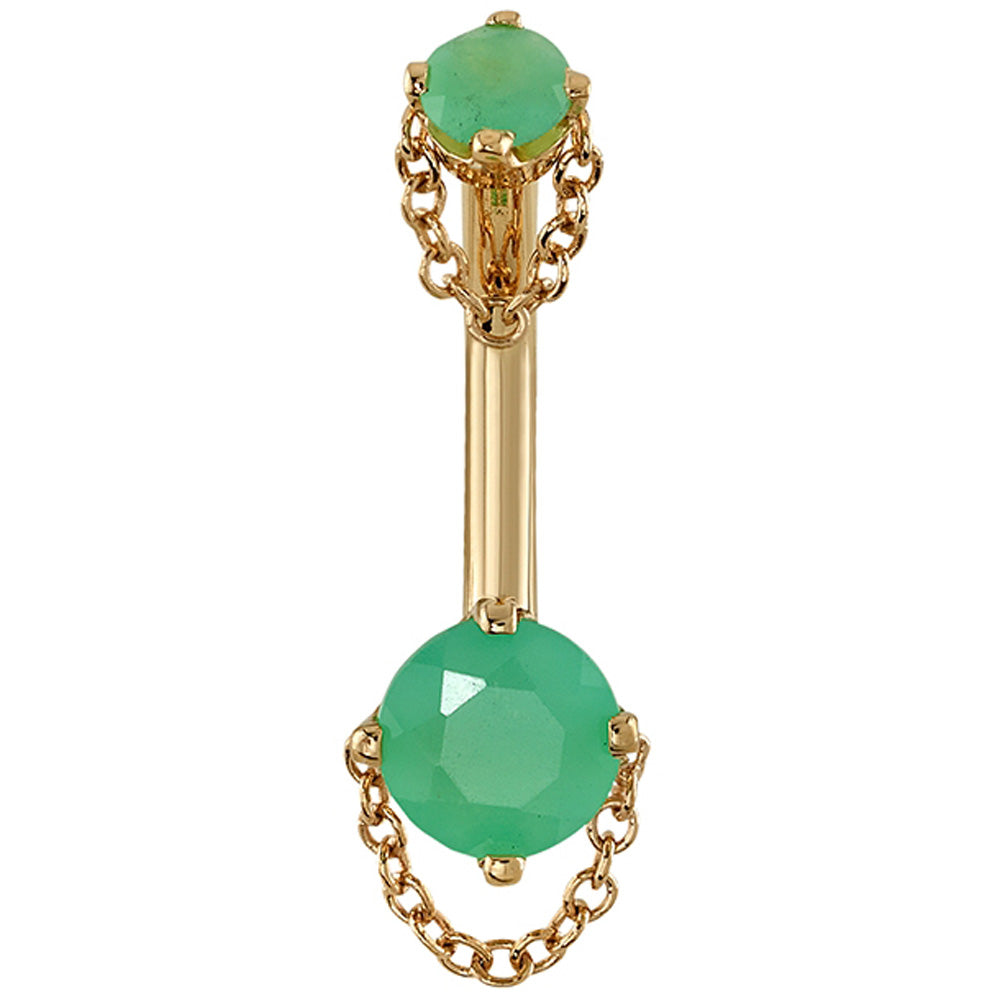 "Rianna" Navel Curve in Gold with Faceted Chrysoprase