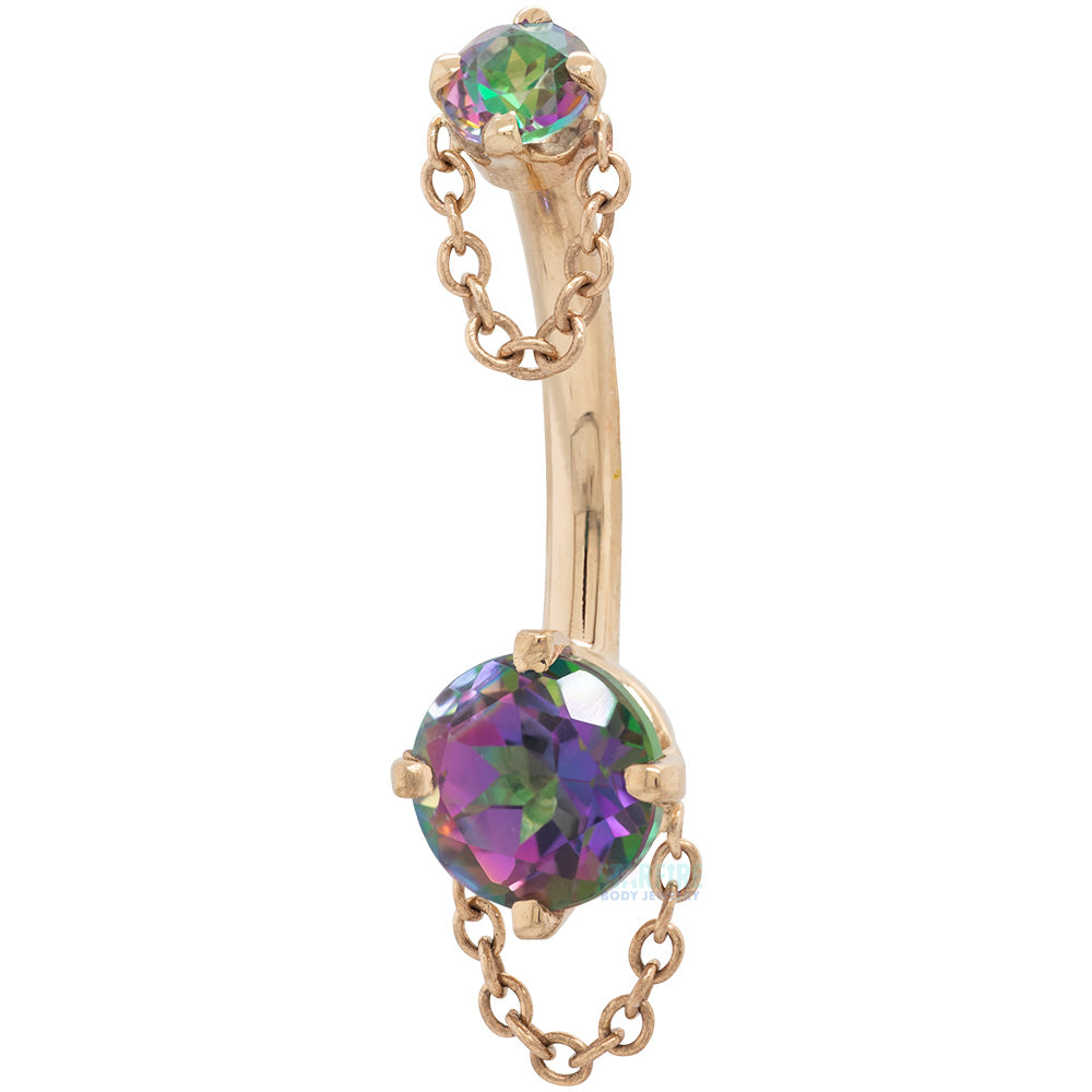 "Rianna" Navel Curve in Gold with Mystic Topaz