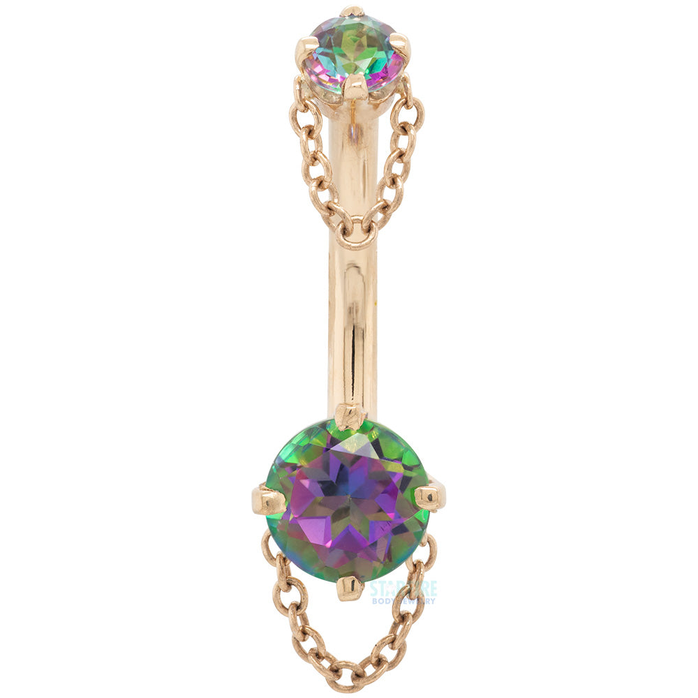 "Rianna" Navel Curve in Gold with Mystic Topaz