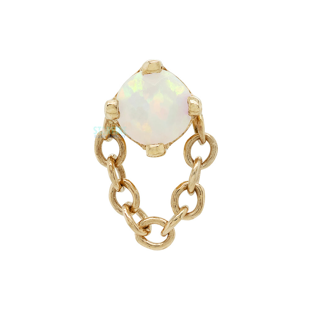 "Rianna" Threaded End in Gold with Faceted White Opal