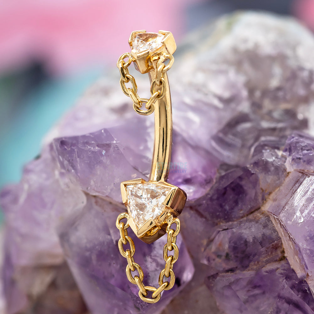 "Rianna Trillion" Navel Curve in Gold with DIAMONDS