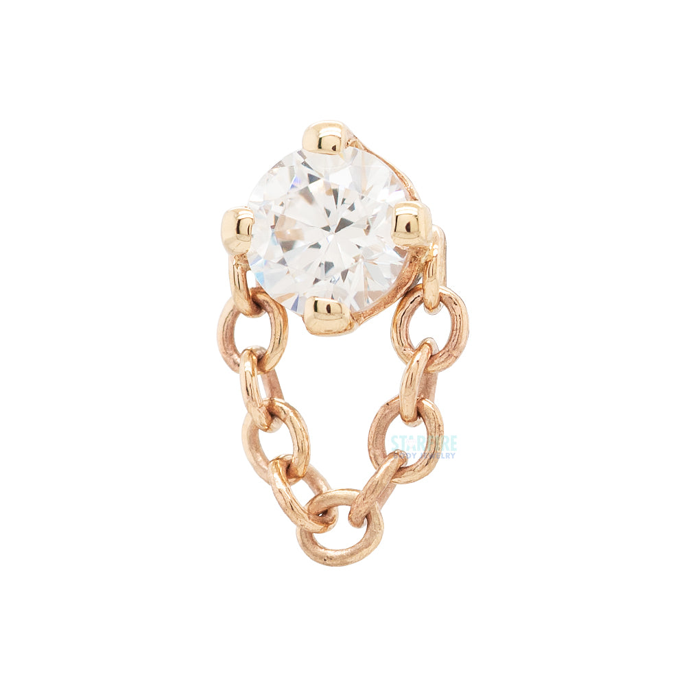 "Rianna" Threaded End in Gold with White CZ