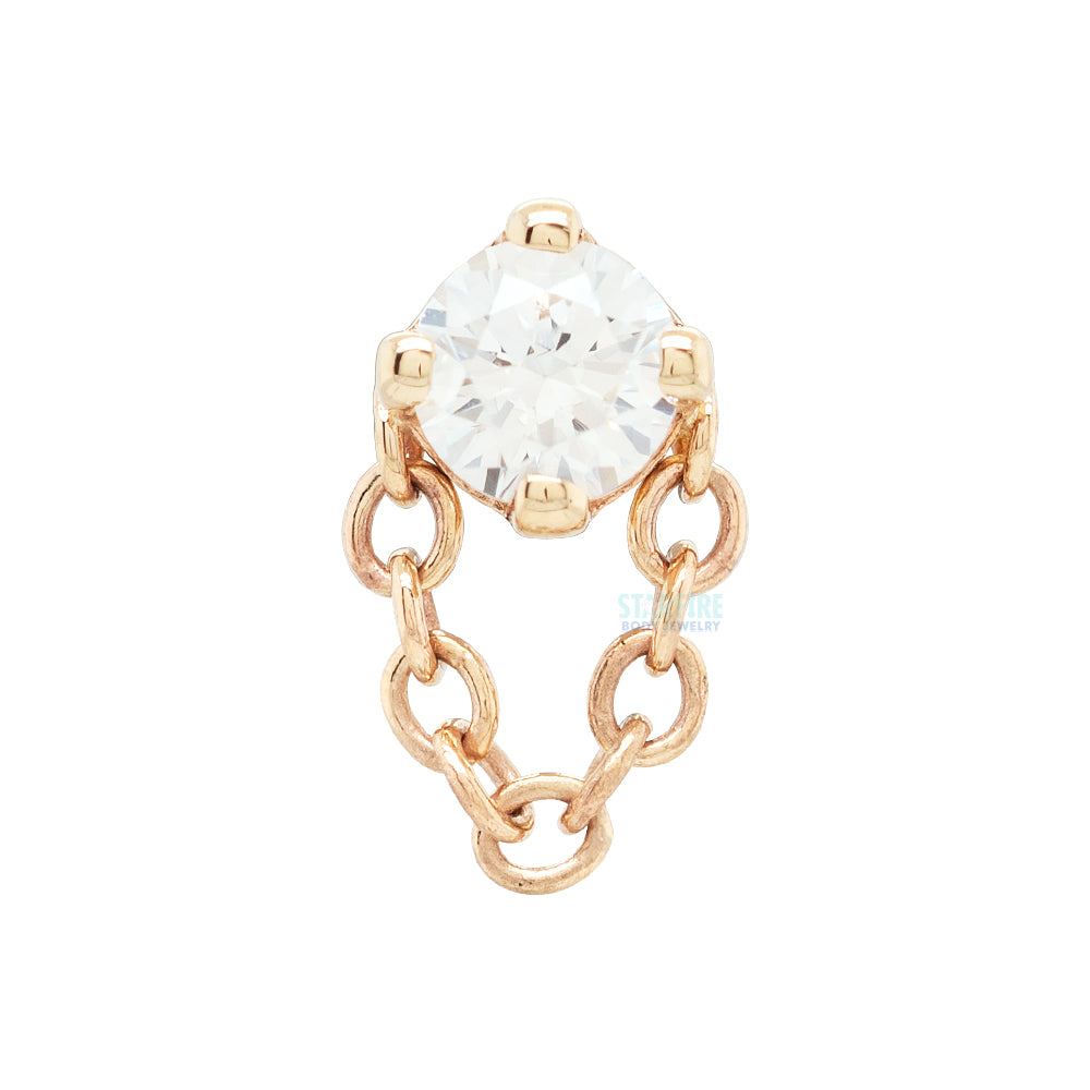 "Rianna" Threaded End in Gold with White CZ