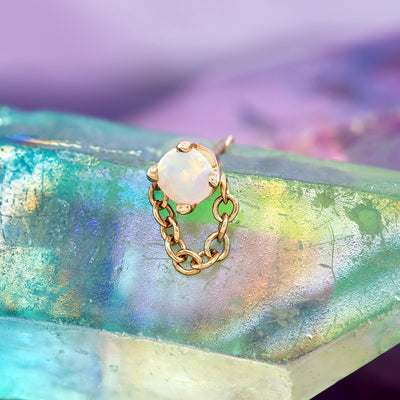 threadless: "Rianna" Pin in Gold with Faceted White Opal