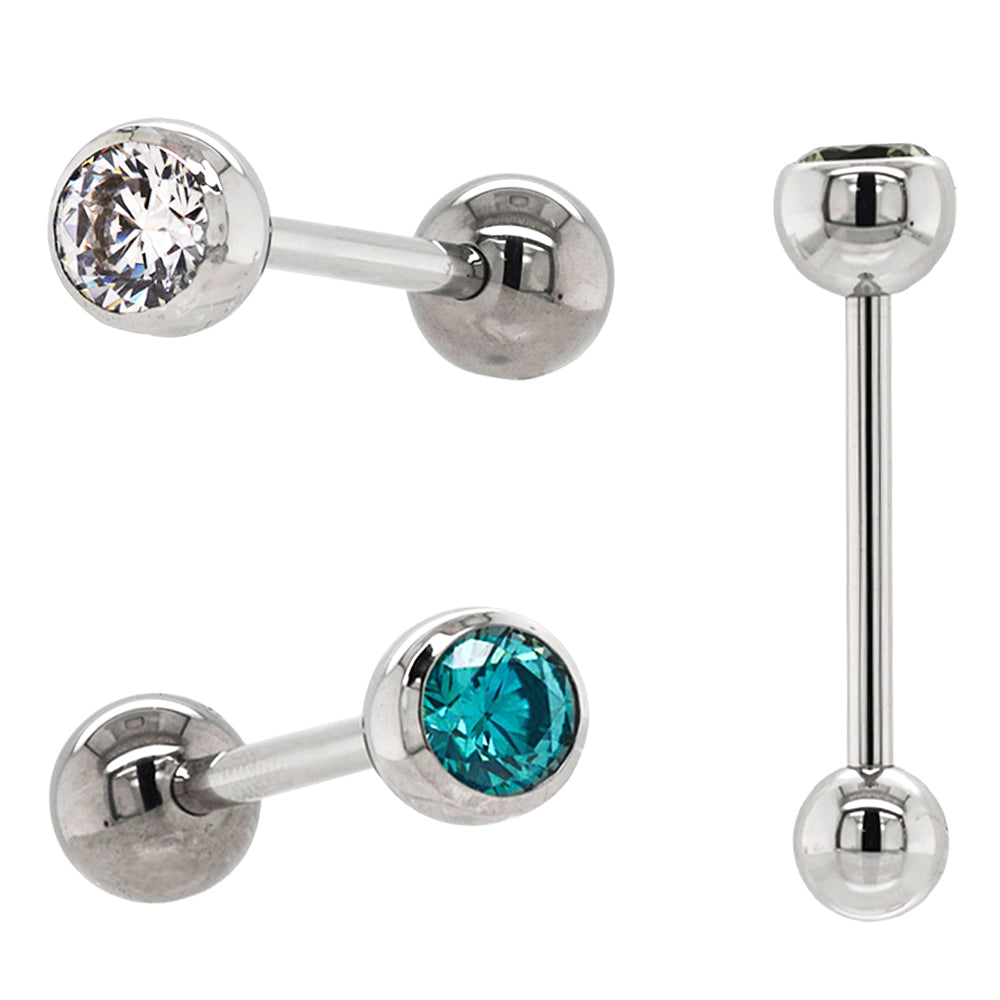 Brilliant-Cut Gem with ball bottom Tongue Barbell