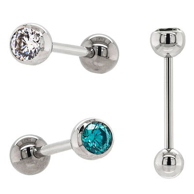 Brilliant-Cut Gem with ball bottom Tongue Barbell