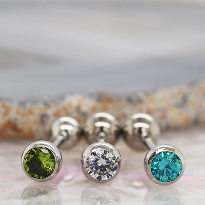Brilliant-Cut Gem with ball bottom Tongue Barbell