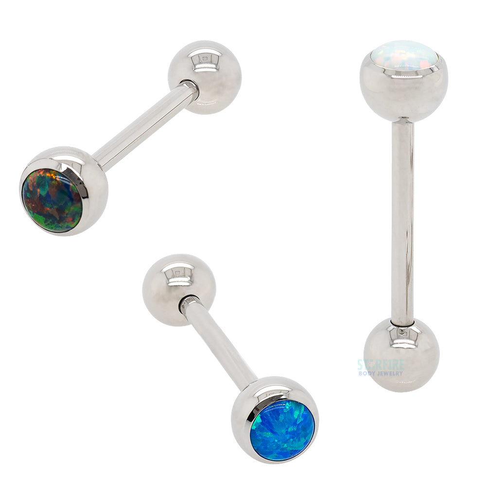 Opal with ball bottom Tongue Barbell